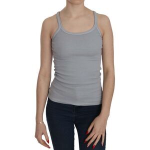 PINK MEMORIES Light Grey Sleeveless Spaghetti Strap Women's Blouse